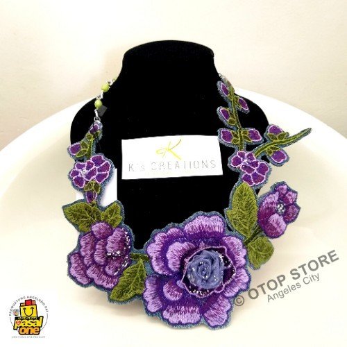 20-KS214 PURPLE FLOWER NECKLACE